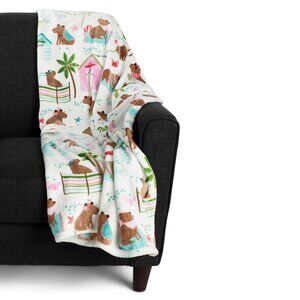 NEW 60x70 Throw Capybara Beach Day Plush Oversize Blanket Isaac Mizrahi New York